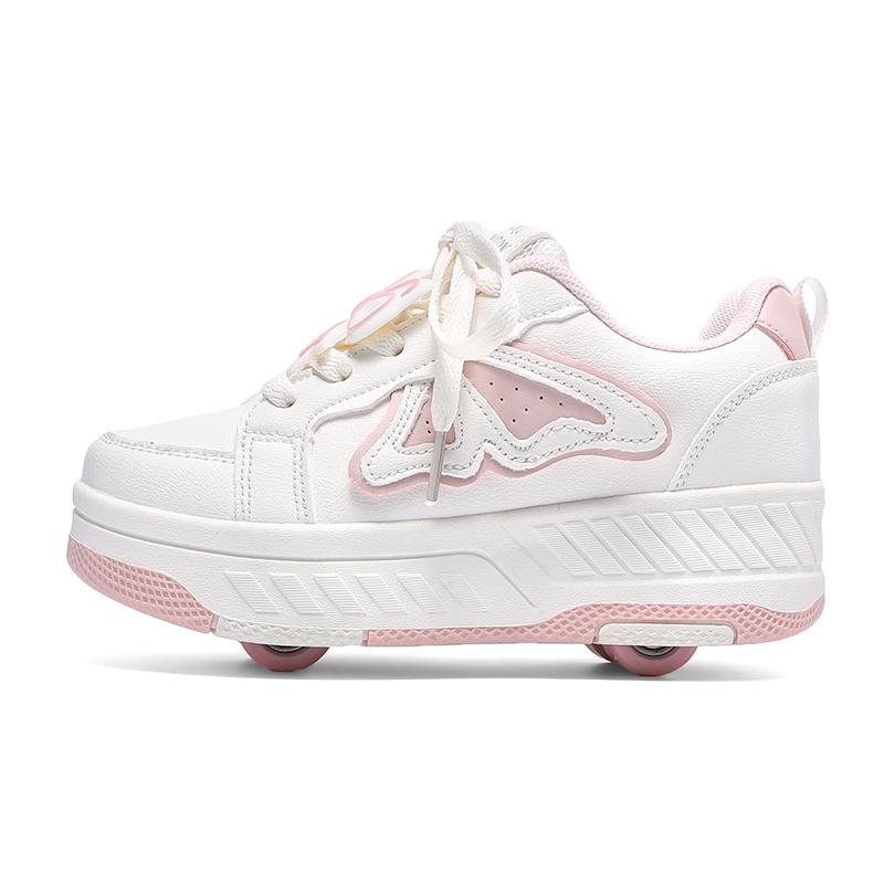 29-40 Kinder Vierrad Sportstiefel Rollschuhlaufen Abnehmbare Studenten Schlittschuhe Sportschuhe 38 rosa