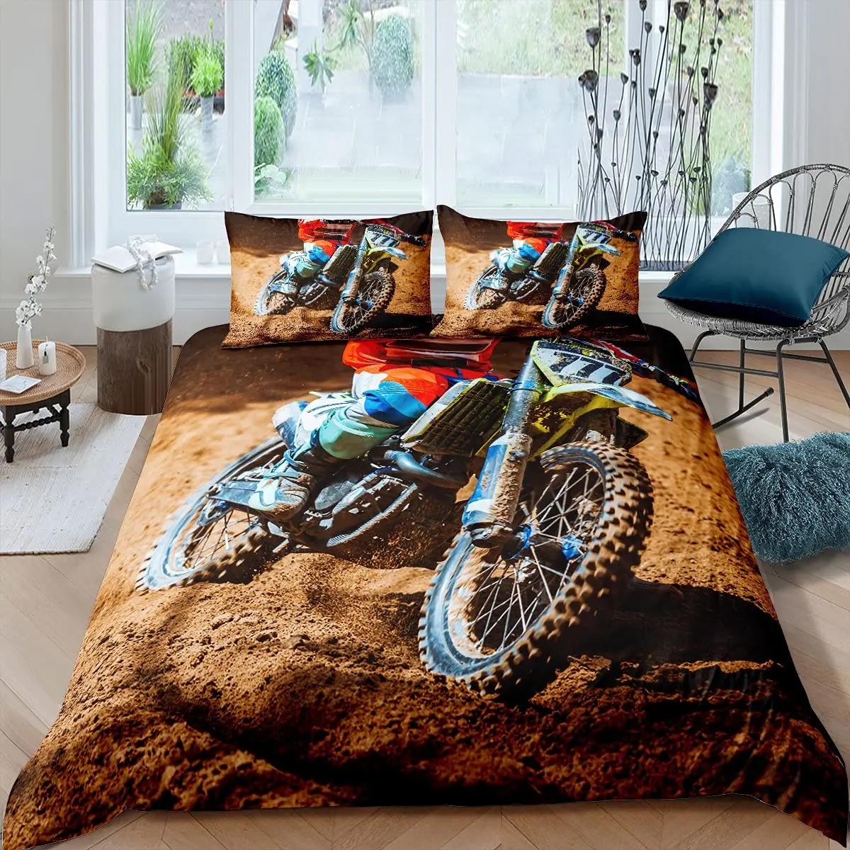 3D Motorrad Bettwäscheset Queen Bettwäsche Bettbezugset Bettwäscheset Bettdecke Queen Schlafzimmer Bettdecke Set Bettset 240x210cm 3pcs rosa