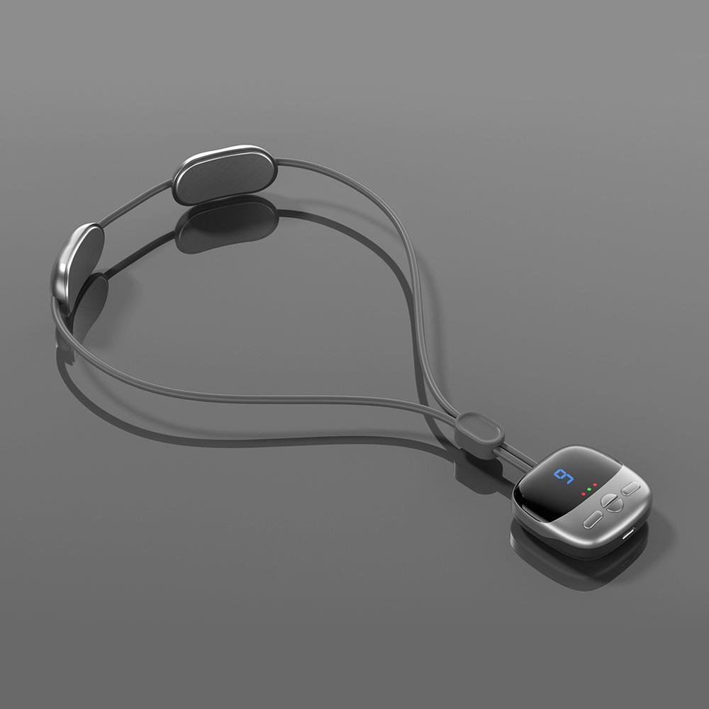 Intelligentes hängendes elektrisches Nacken- und Halswirbelsäulen-Massagegerät, Nacken-Schulter-Rückenschutz, Pulsmassage, Entspannung, Linderung von Schmerzen, EMS, tragbarer Oberschenkel-Mini-Kompressor grau