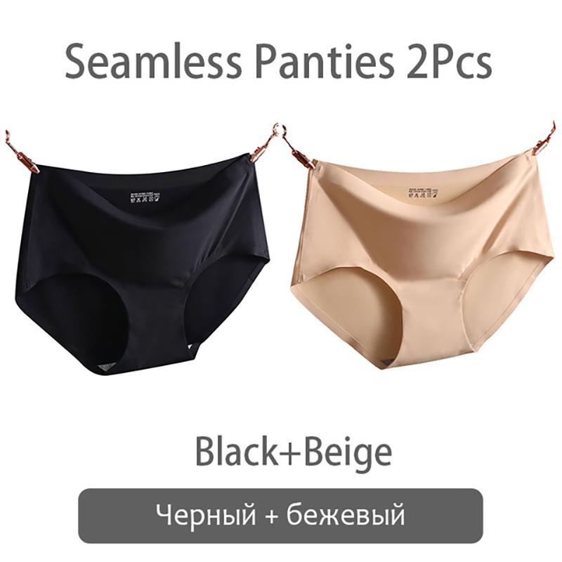 FINETOO 2 Teile/satz Nahtlose Höschen Frauen Eis Seide Unterwäsche M-2XL Weiche Weibliche Unterhose Große Plus Größe Unterwäsche Mädchen Slips M