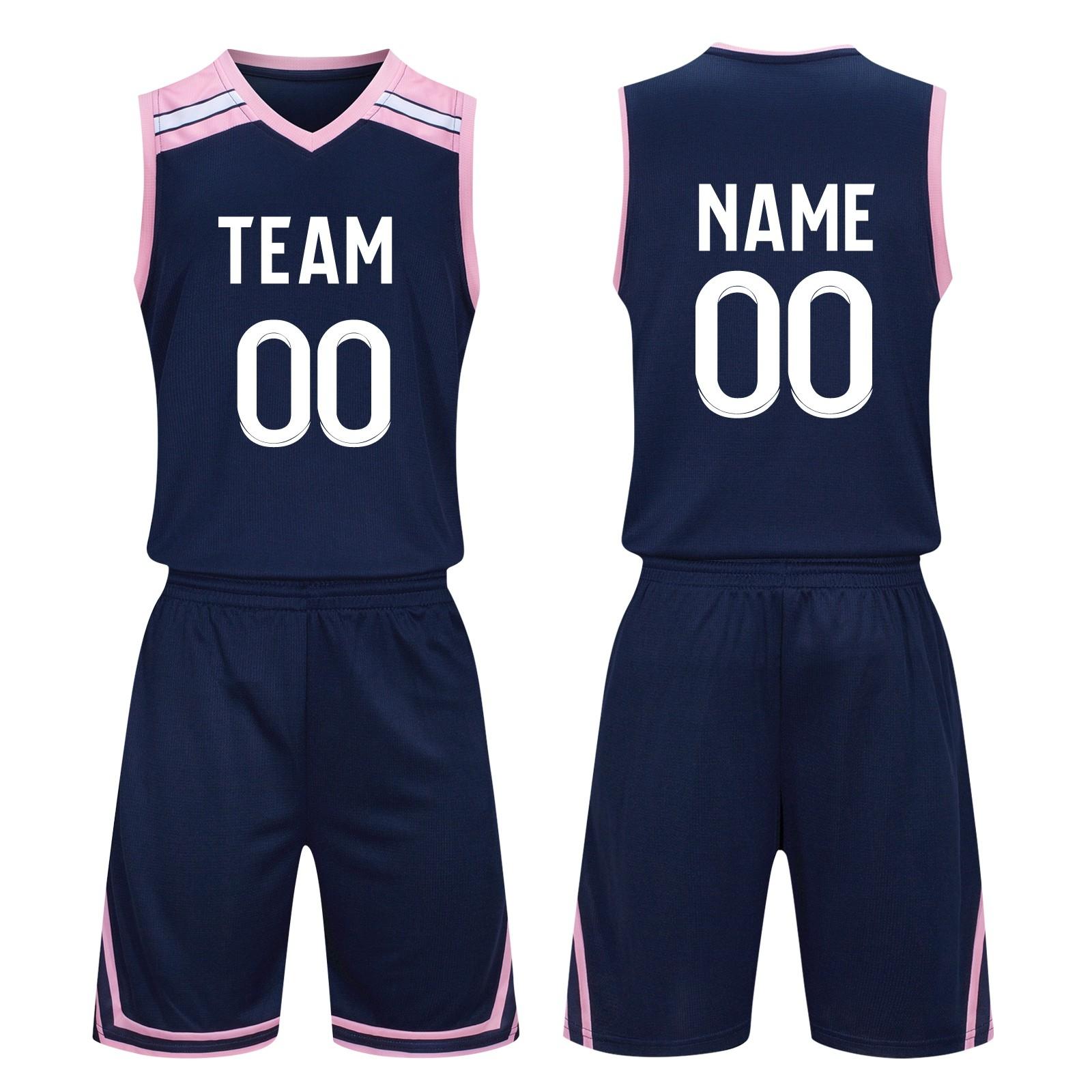 Basketball Benutzerdefinierte Kleidung Kinder Basketball Anzug Klassische Tops + Hosen Basketball Trikots Anzug Set XXXL dunkelblau