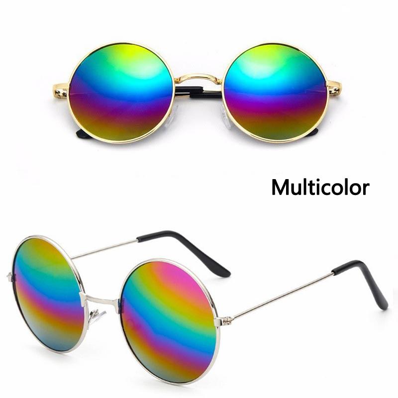 Runde Sonnenbrille für Herren und Damen, Antireflexlinse, Metallrahmen, Kreis-Sonnenbrille bunt