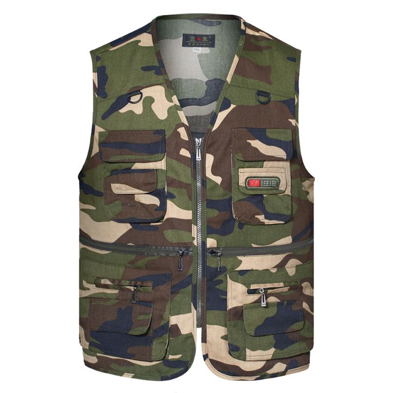 Sommer Männer Taktische Wandern Angeln Weste Multi-tasche Fotograf Weste Outdoor Freizeit Männlichen Dünne Fracht Jacke Westen XXXL grün