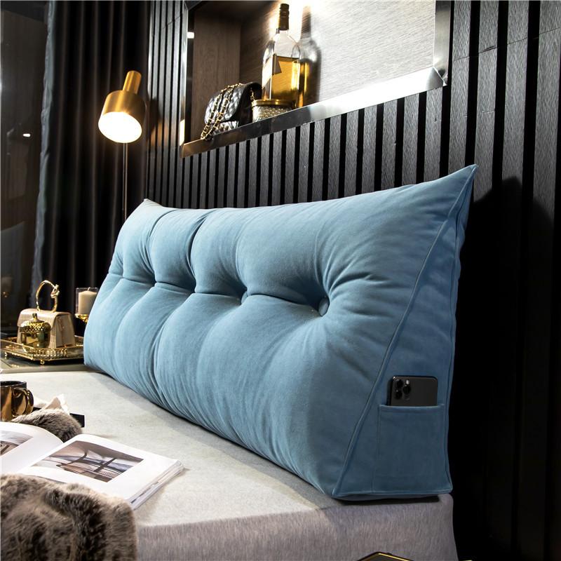 Kopfteilkissen, dreieckiges Kissen, Rückenlehne, Schmerzlinderung, Sofa, Taillenkissen, Keil-Schlafkissen für dekorative Kissen für das Bett 60 * 50 * 20cm blau