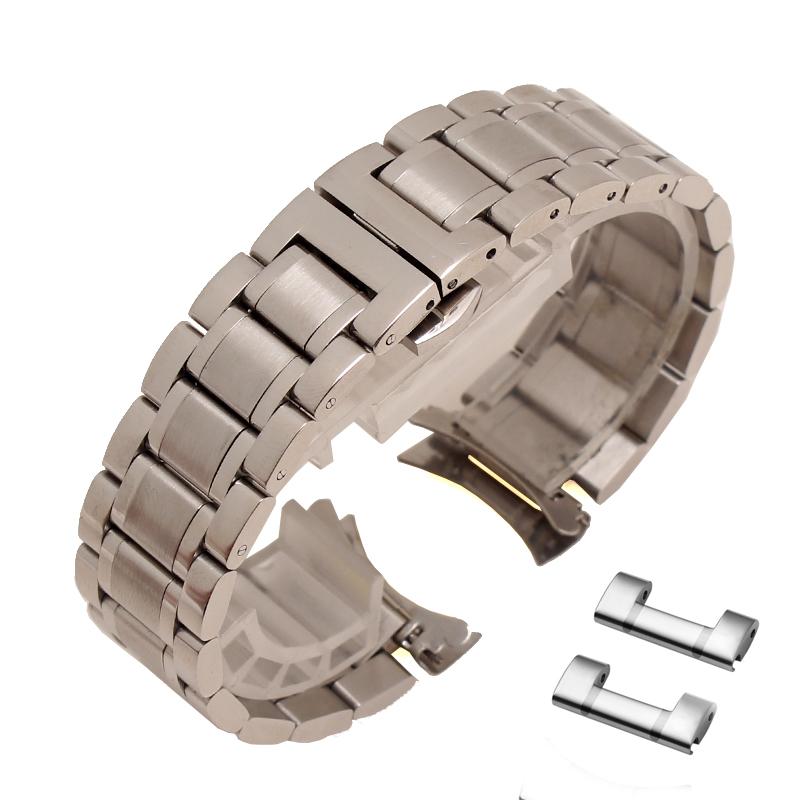 Edelstahl Uhrenarmband Gebogenes Ende Metall Armbanduhren Band 14mm 15mm 16mm 17mm 18mm 19mm 20mm 21mm 22mm 23mm 24mm Uhrenarmband 14mm silber