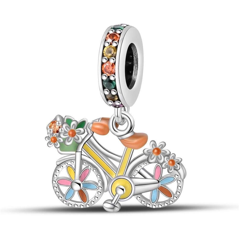 Echter Kupfer Anhänger Luxuriöse Blume Fahrrad Anhänger Perle Passt an Armbänder DoItYourself Damen Basteln Zarte Geschenke