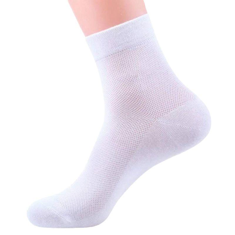 1/5 Paare Herren Mid-Tube Socken Herren Einfarbig Dünnes Netz Atmungsaktiv Schweißabsorbierend Socken Plus Dick Plus Größe Socken 5pairs weiß