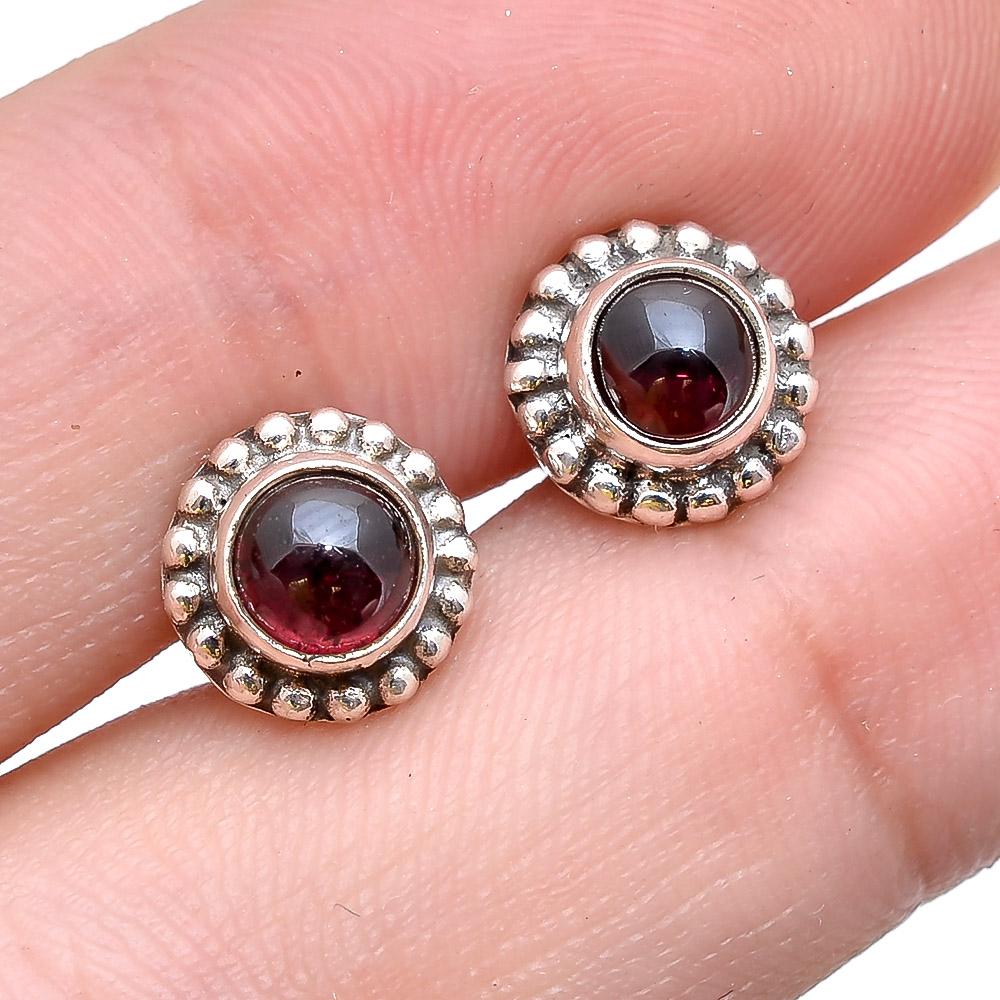 Amethyst, Lapis, Granat Silber Ohrring, Damenschmuck, 925 Sterling Silber Handgefertigter Schmuck, Silber Stecker rot