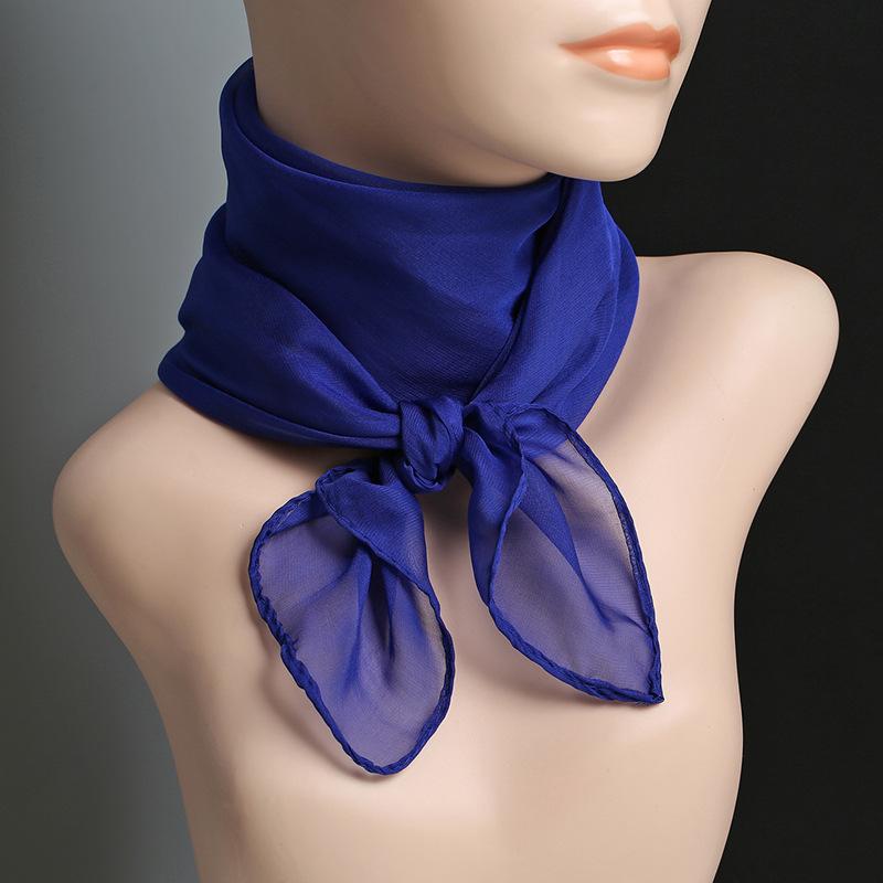 Einfarbiges Taschentuch, Halstücher, Damenmode, Halstuch, Chiffon, Haarbänder, Schal, 70 cm 70x70cm blau