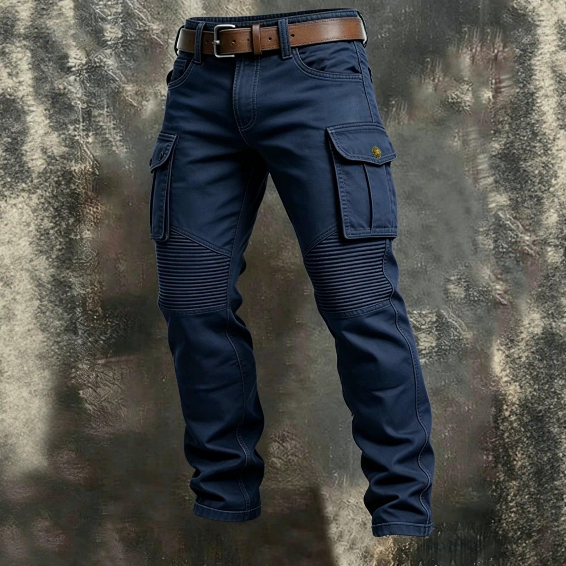 Herren 100% Baumwolle Amerikanische Taktische Outdoor Freizeit Mehrere Taschen Gerade Cargohosen Arbeits Hosen 3XL navy blau