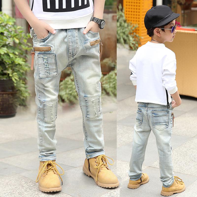 4-11 jahre Kinder Frühling Herbst Kleidung Jungen Jeans Hosen Kind Denim Lange Hosen Casual Hosen Junge Junge stretch Jeans 110 gray