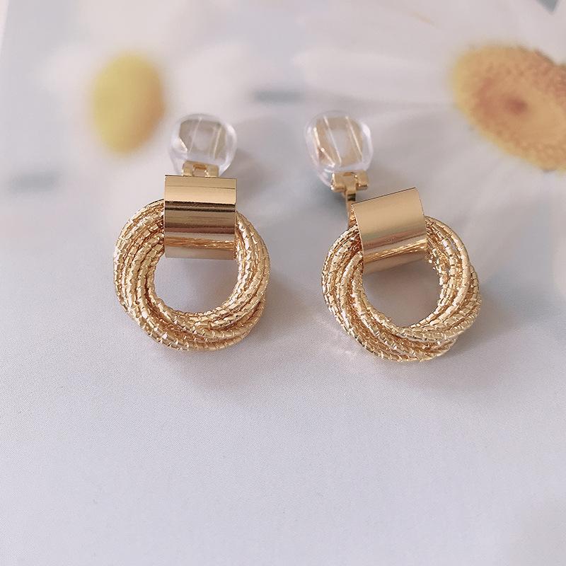 Mehrschichtige Gold-Kreis-Ohrringe, Statement-Ohrclips, rund, ohne Piercing, für Damen, Party-Schmuck gold