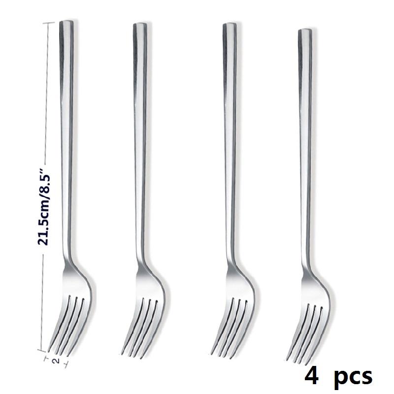 8,5'' Edelstahl Tafelgabel Koreanischer Langer Griff Abendessen Fleisch Essen Steak Gabeln Set Essbesteck Küchenzubehör 4 Stück/6 Stück white