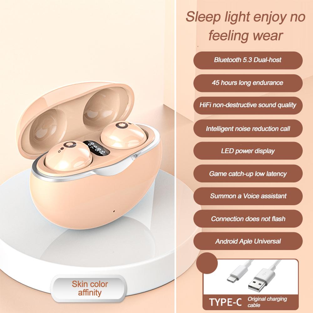 Mini-Bluetooth 5.3-Kopfhörer, echte kabellose, unsichtbare In-Ear-Kopfhörer, Gaming-HIFI-Stereo-Ohrhörer mit Rauschunterdrückung, 20 Stunden Musikzeit