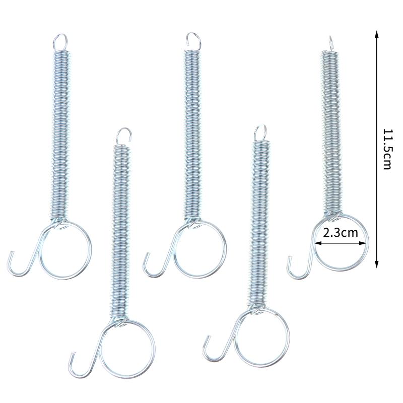 5 Stück Käfigtür Federhaken 6/7/8,5/11,5 cm Metall-Schnapphaken Spannfeder für Geflügelkäfigtür Hühner Hamsterkäfig 115cm 5pcs white