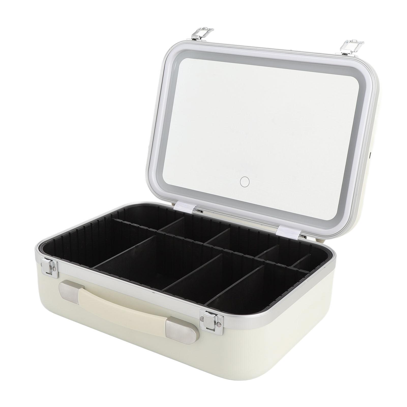 Make-up-Tasche mit LED-Spiegel USB Wiederaufladbar 3 Farben Dimmbar Kosmetikkoffer mit beleuchtetem Spiegel