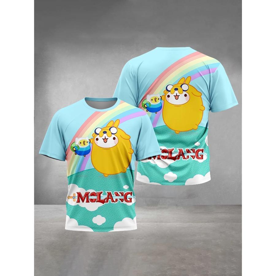 3D-Druck Cartoon Molang Babykleidung 5 bis 14 Jahre Männlich Outdoor-Kleidung für Kinder Junge Mädchen Kind T-Shirt Top Shirts 120