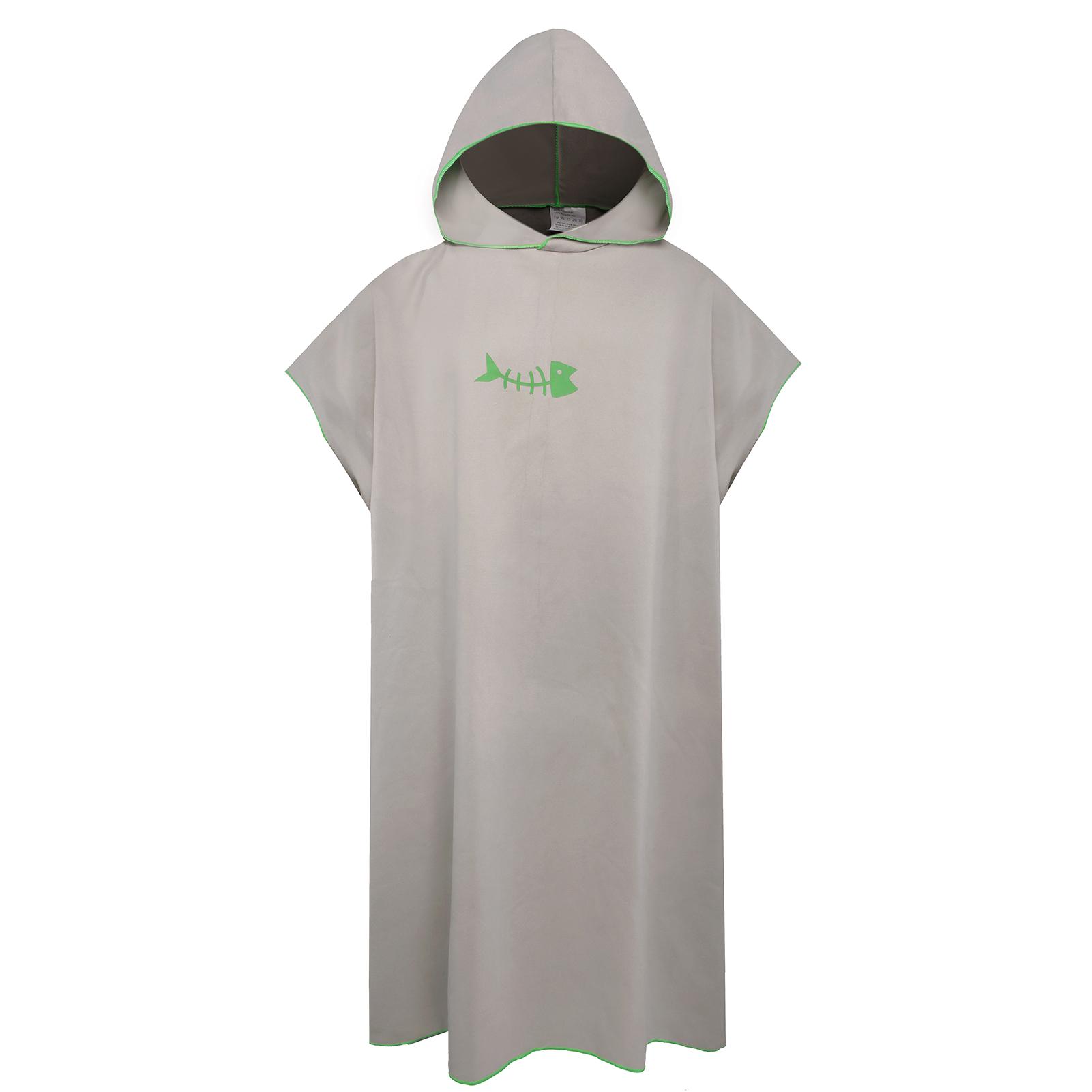 Surf-Poncho, Wickeltuch, schnell trocknender Bademantel mit Kapuze, Stranddecke aus Mikrofaser, Badetuch, Badetuch grau
