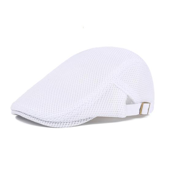 Stabile Schirmmütze, verschleißfest, perfekte Geschenke, Polyester, verstellbare Schnalle, Netzstoff, Herrenhut weiß