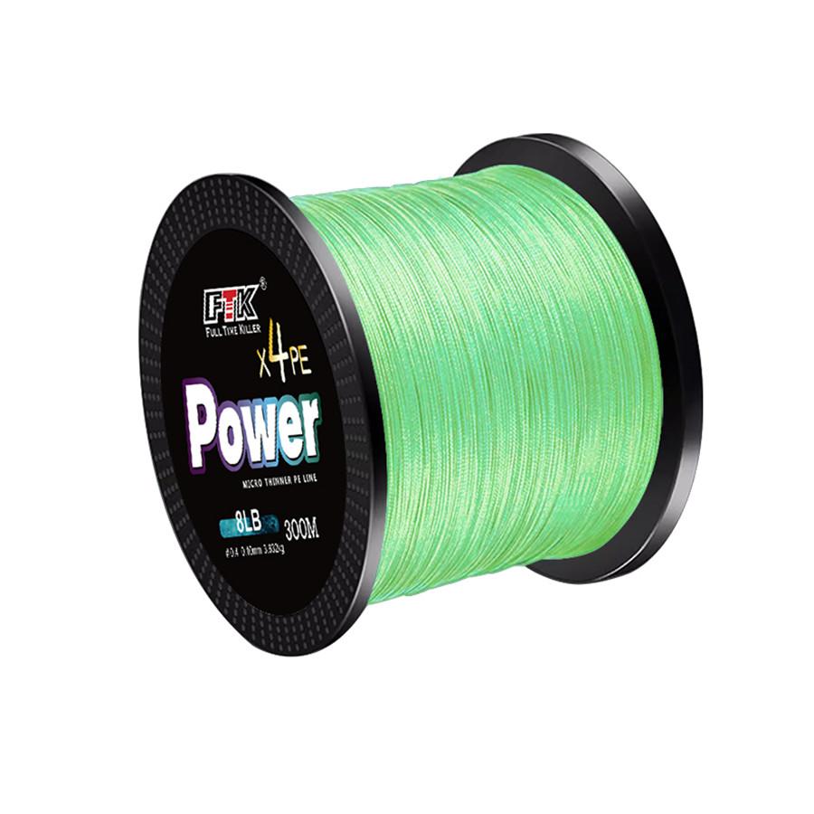 Angelschnur 300M 6 Farbe Geflochtene Angelschnüre 4-Stränge PE Spinning Angelrolle Geflochtene Schnur 300m--0.35mm--45LB grün