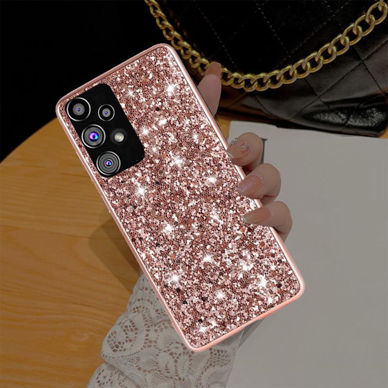 Luxus Bling Glitzer Handyhülle für Samsung Galaxy S23 S22 S21 FE Ultra Plus A14 A23 A33 A53 A73 A22 A32 A53 A72 A12 A51 M23 M32 4G 5G Weiche TPU-Abdeckung Samsung Galaxy S21 FE rose rot