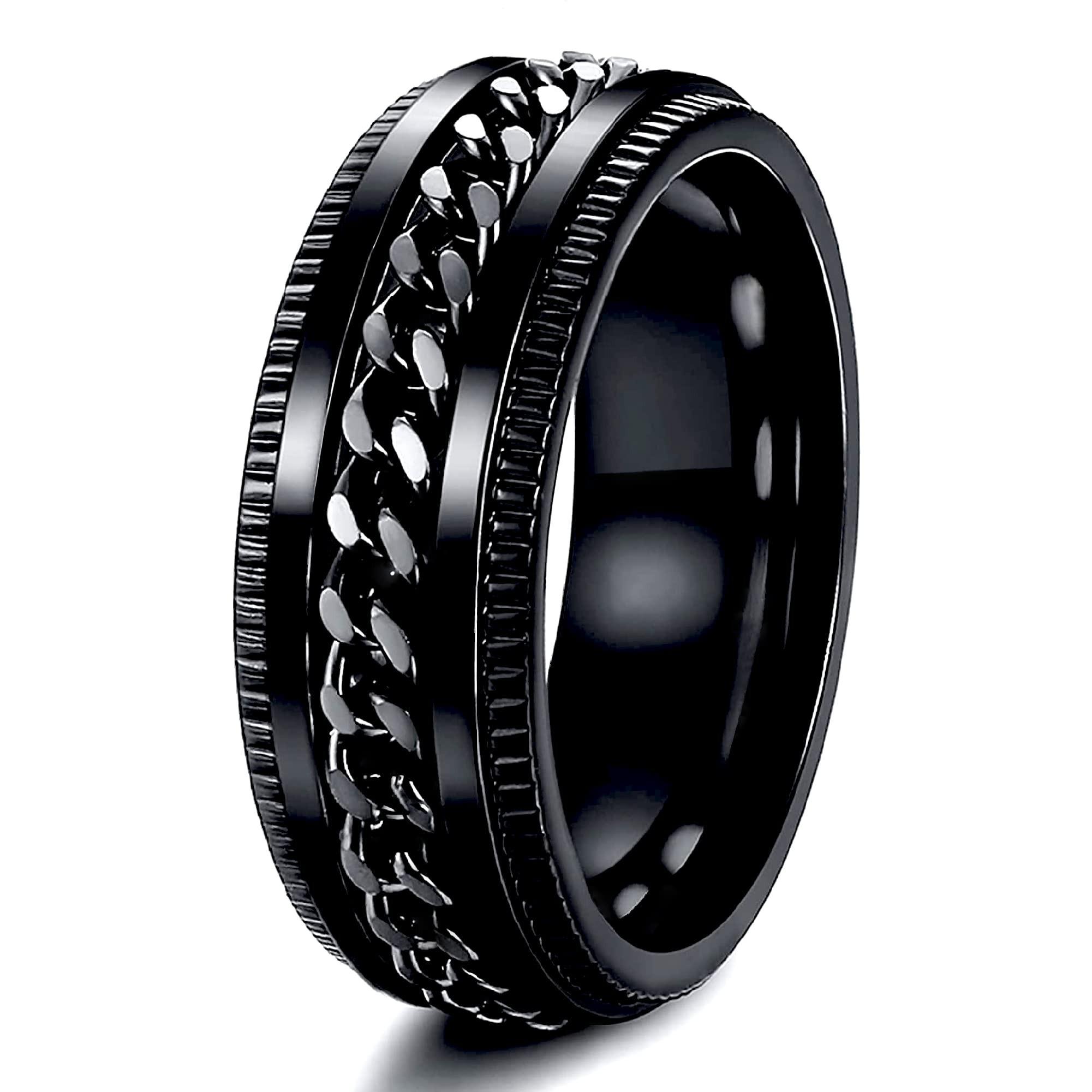 Vintage Wikinger-Runenringe für Männer Frauen Retro Wikinger Edelstahl Drehbarer Fidget Angst Spinner Ring Retro Amulett Schmuck 7 gray