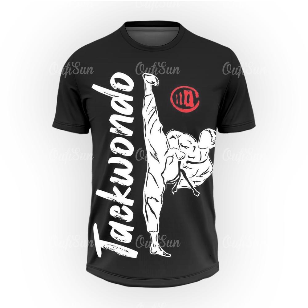 Taekwondo-T-Shirt für Herren, Fitness-T-Shirt für Herren, lässig, kurzärmelig, schnelltrocknende Kleidung, Top, übergroßes T-Shirt, Streetwear L