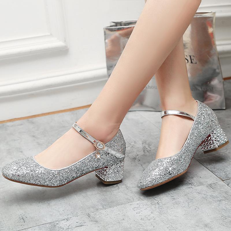 Mädchenschuhe Kinder Hoher Absatz Glitzer Kristall Sandalen Mode Schnalle Kinder Prinzessin Tanzschuh Schüler Aufführung Lederschuhe 31