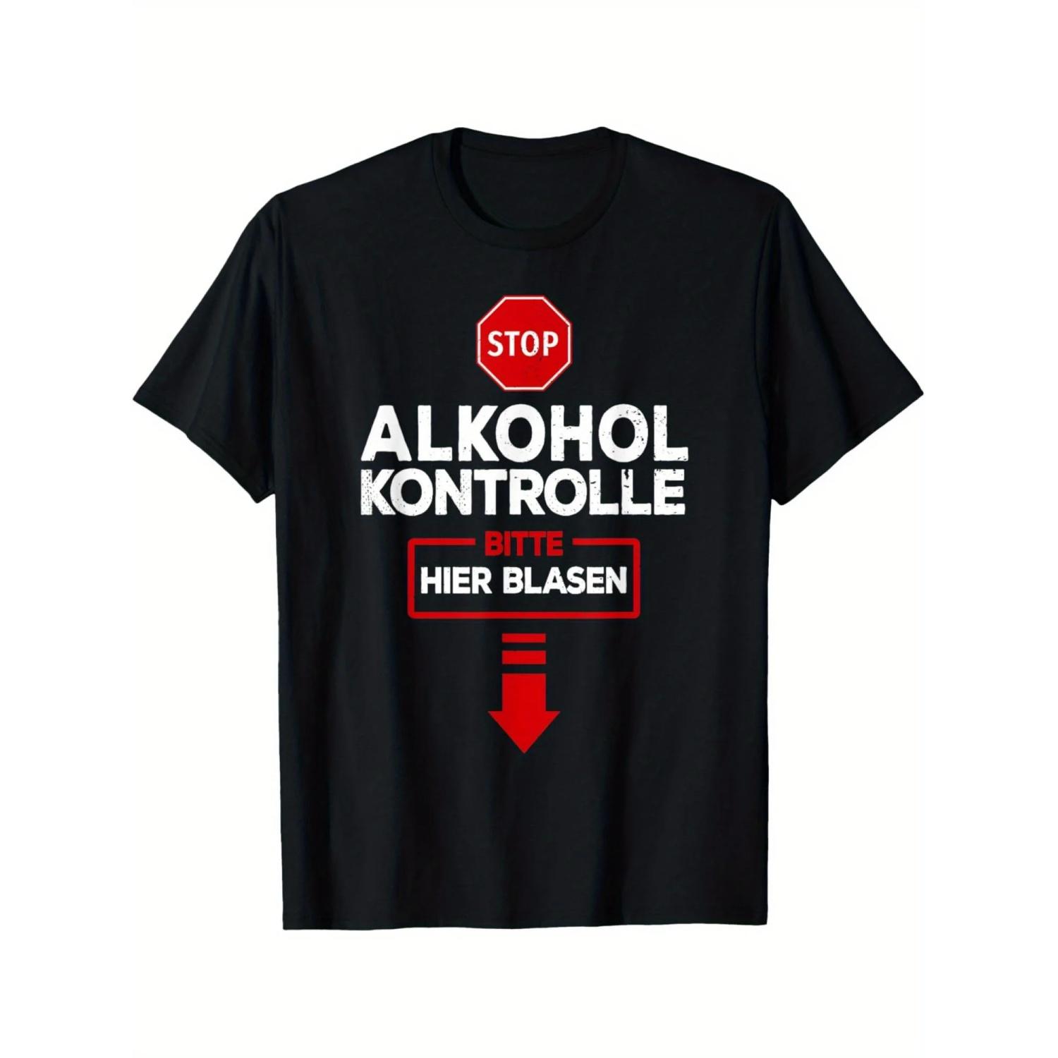 Alkoholtest Bitte Pusten Lustiges Alkoholtest T-Shirt Lustiges Herren T-Shirt Retro Herren T-Shirt Herren Sommer Freizeit T-Shirt M schwarz