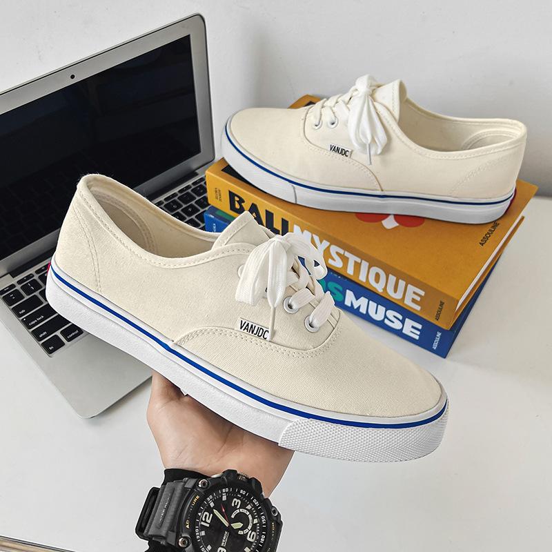 Mode Frühling Neue Atmungsaktive Canvas-Schuhe Herren Casual Flache Schuhe Outdoor Einfarbig Flache Sportschuhe für Damen Vulkanisierte Schuhe 38