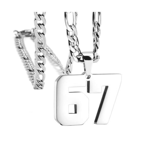 Nummer 67 Anhänger Halskette Herren Väter Halskette Hypoallergener Schmuck Brüder Basketball Edelstahl Geschenk silber