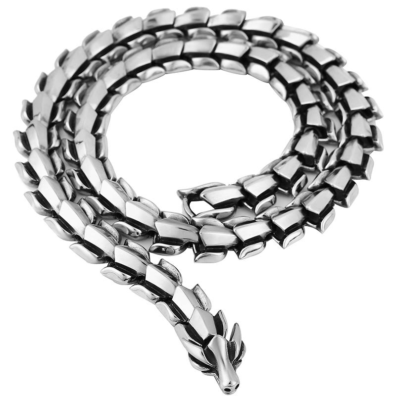 Punk Rocker 15MM Breite Drachenkiel Kette Choker Halskette Für Männer Massiver Edelstahl Herren Am Hals Schmuck Accessoires Geschenke Für Ihn 60CM silber
