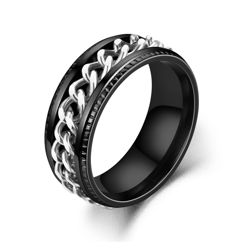 Neu im Sortiment Metall Spinner Fidget Coole Ringe für Männer Edelstahl Rotierbare Kette Angstlinderung Drehender Ring Anillo Antiestres 9 gray