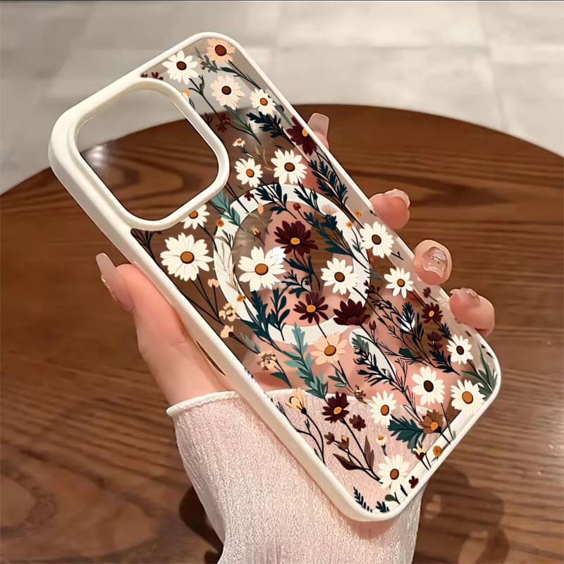 Mehrfarbige Gänseblümchen-Blumen-Magnet-Hülle für Samsung Galaxy A57 5G Hüllen A37 A17 A26 A36 A56 S26 Ultra S25 Plus S24 S23 FE Abdeckung Galaxy S23 FE weiß