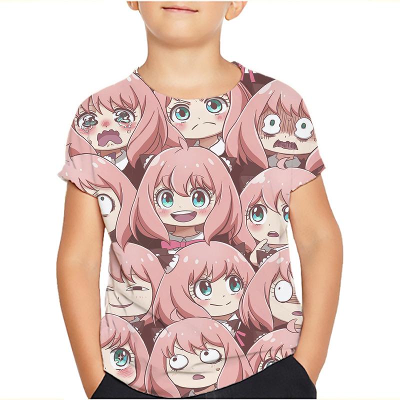 Spy x Familie T-Shirt Cartoon T-Shirts für Jungen Mädchen Lustiges T-Shirt Kinderkleidung Grafik T-Shirts Kinderkleidung 150 weiß