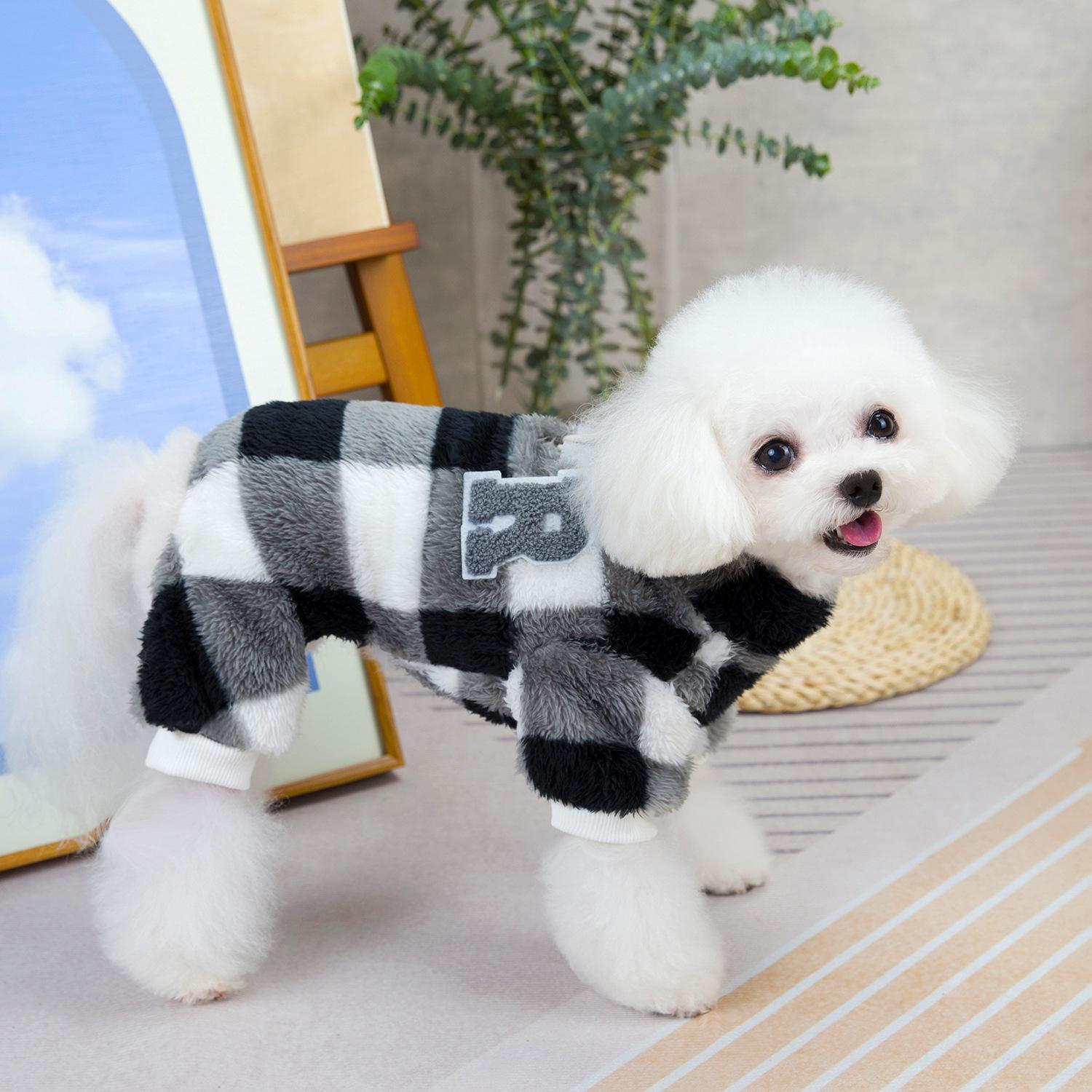Rollkragen Hunde-Pyjama für kleine Hunde Fleece Hunde-Pullover Winter Niedliche Winzige Hundekleidung Outfit Welpen-Overall Haustier Katze Jumpsuits S gray