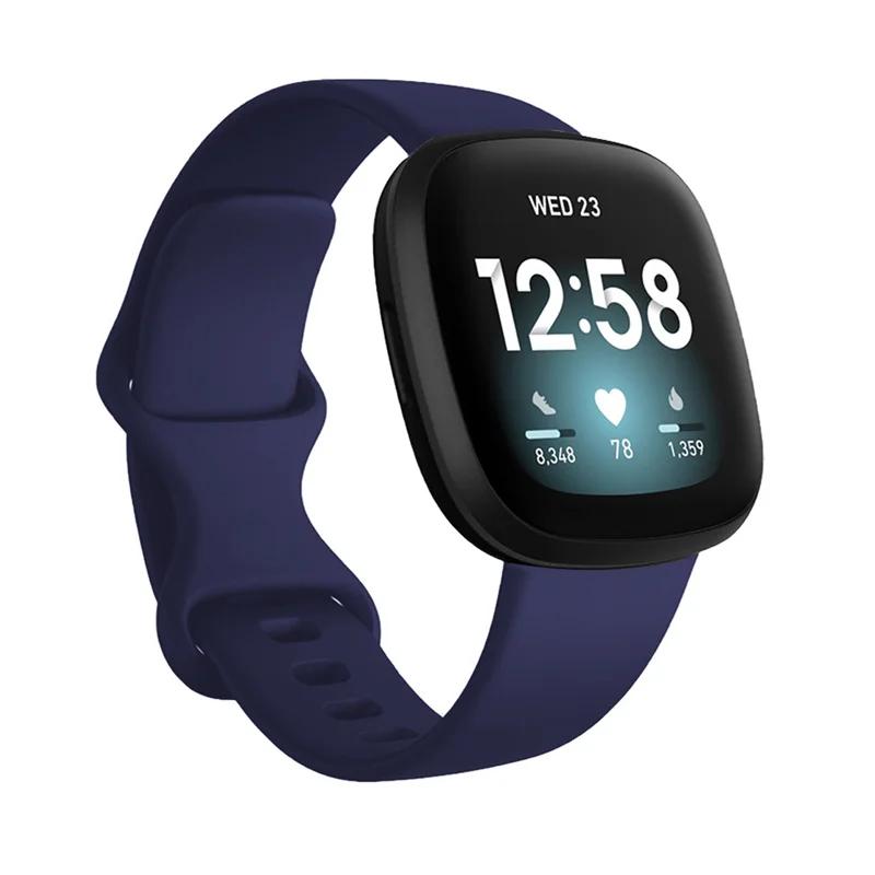 Silikonarmband für Fitbit Versa 3 Uhrenarmband, weiches Smartwatch-Correa, Sportarmband, Fit-Bit Versa 4 Sense-Uhrenarmband, Zubehör L (6.7 - 8.1 inch)
