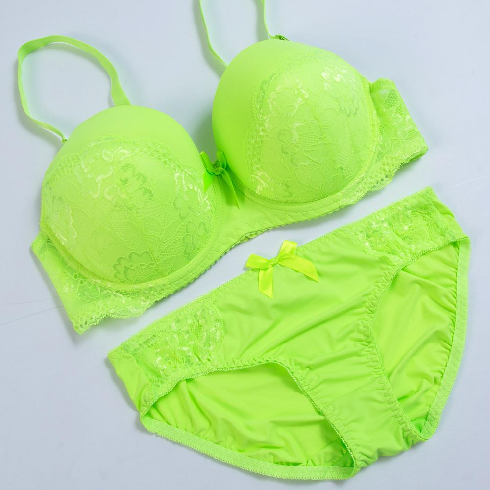 Artdewred Plus Size BH-Set für Damen, Push-Up-BH, Spitze, Slip-Set, Unterwäsche-Set, Höschen, D, DD, E-Cup 38D grün