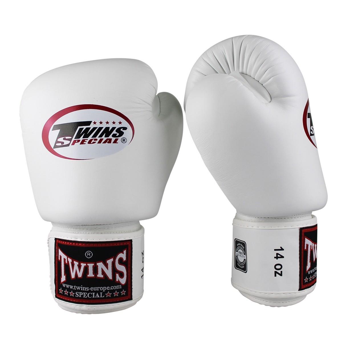 Twins Echte Leder Boxhandschuhe BGVL-3 Weiß 12oz