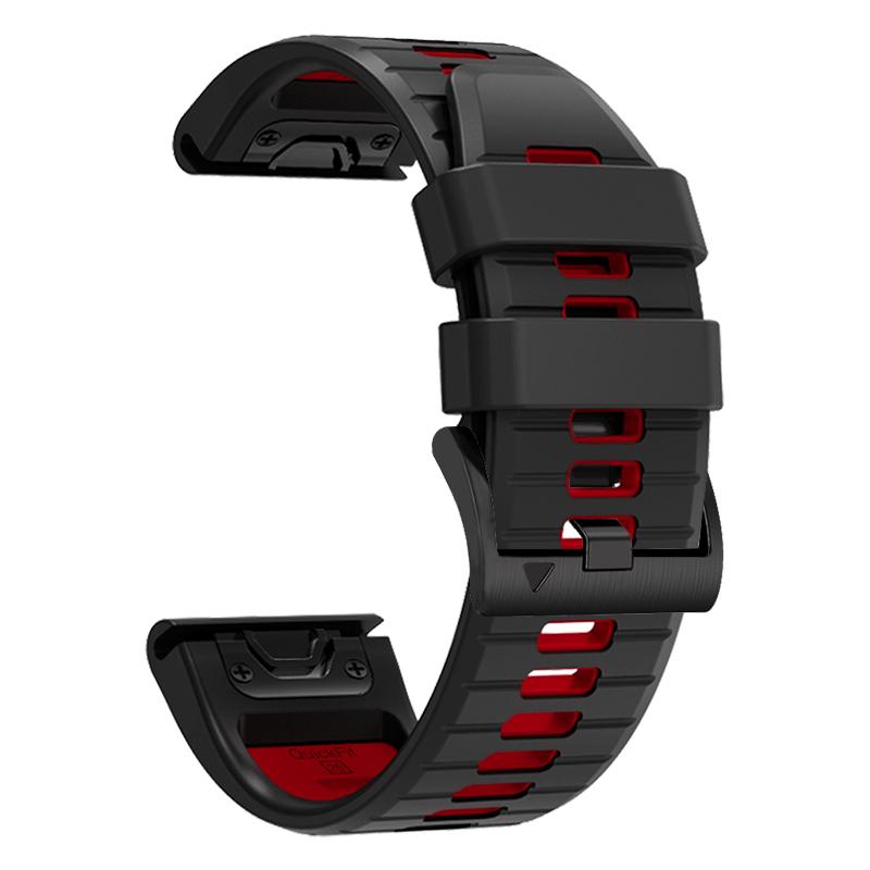 Schnellverschluss-Silikonarmband für Garmin Fenix 7 7X Pro Quatix 7 Pro Smart Watch Band für Garmin EPIX Pro Gen2 Enduro 22mm (Fenix 7) schwarz/rot