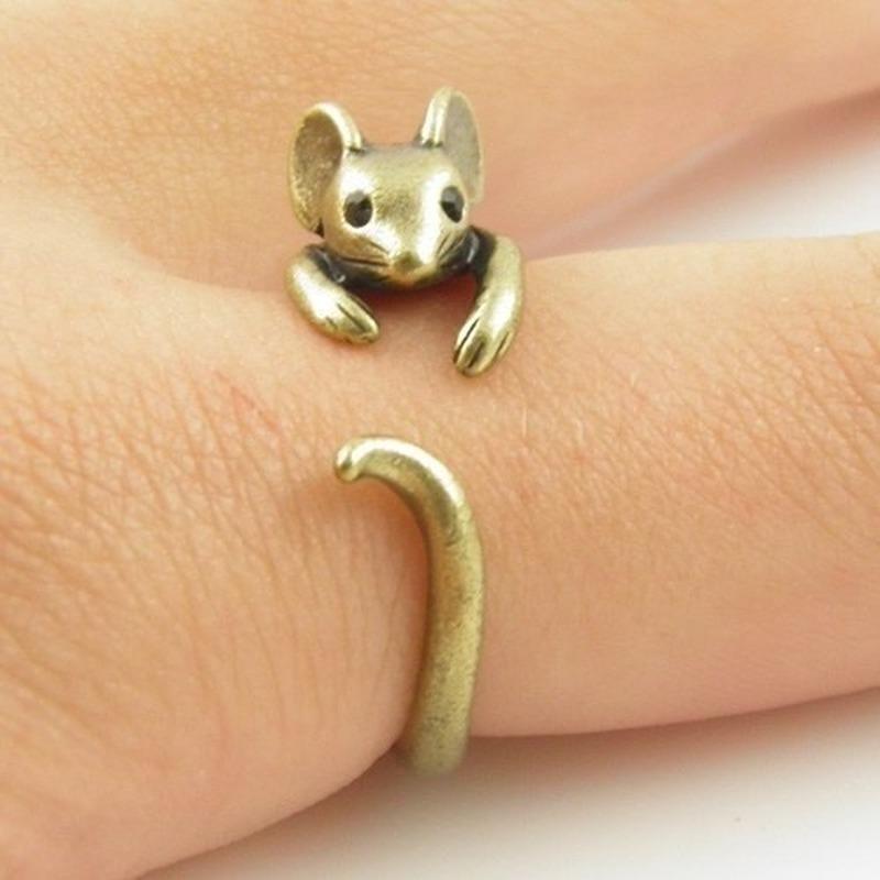Punk Maus Tier Wrap Ring Punk Mäuse Vintage Retro Ringe für Frauen und Boho Chic Maus Ring MÄNNER Schmuck gold
