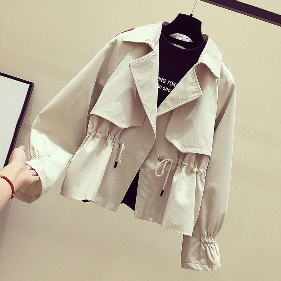 Damen Windbreaker Mantel Umlegekragen Übermantel Oberbekleidung Mantel Einfarbige Trenchcoat Schlanke Oberteile Mantel S gray