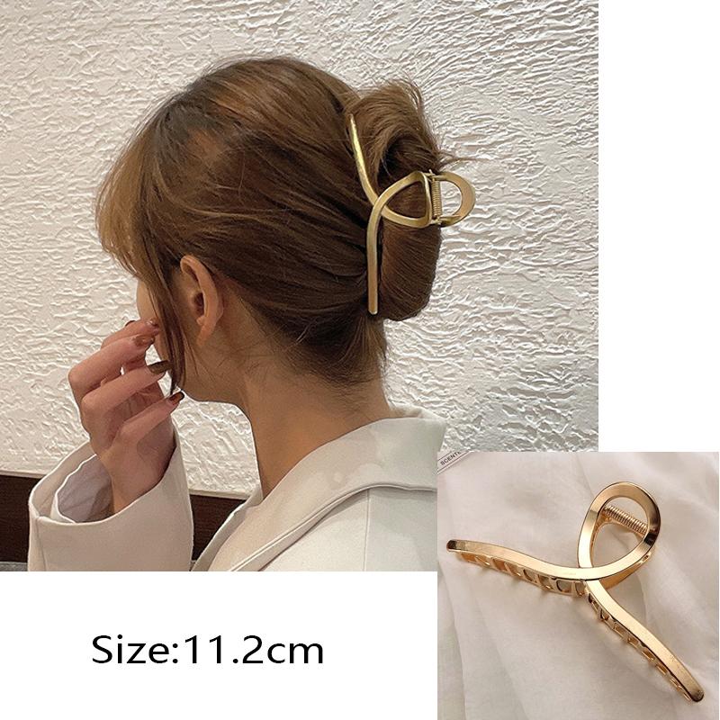 2021 koreanische Metall Geometrische Haar Klaue Barrettes Elegante Haar Clip Krabben Aushöhlen Haarnadel Headwear Frauen Mädchen Haar Zubehör