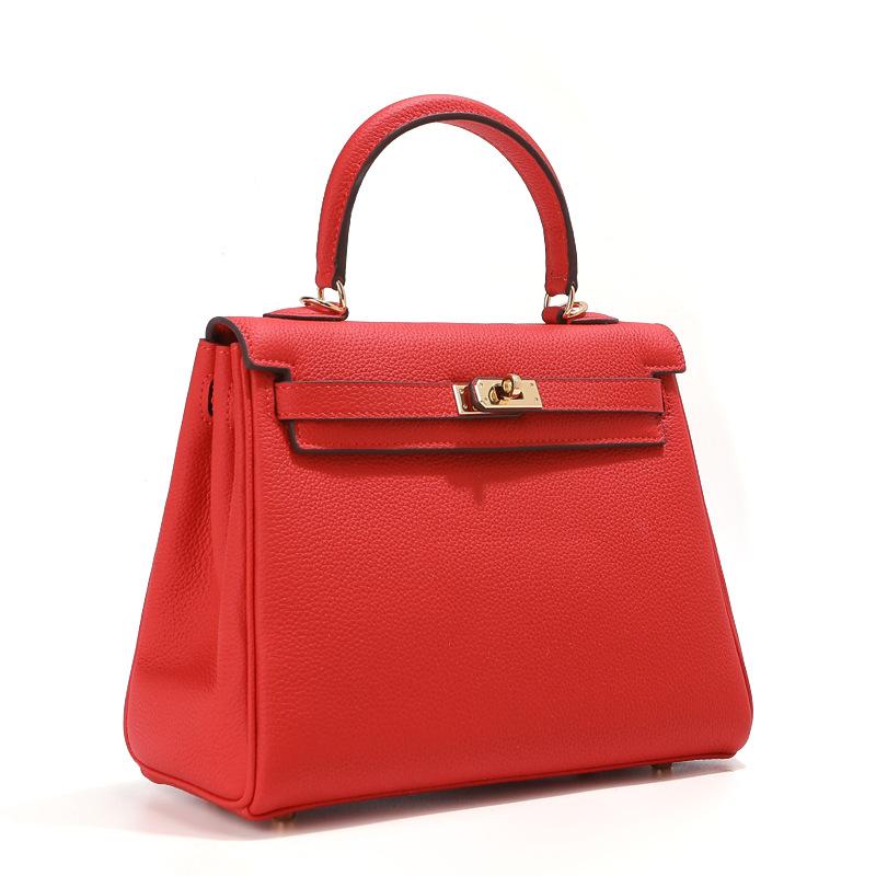 Oberste Schicht Rindsleder Weiche Ledertasche Echtes Leder Handtasche Clutch High-End Mode Damen Handtasche Clutch Echtes Leder Einzelner Lederriemen Tasche 28x12x23cm rot