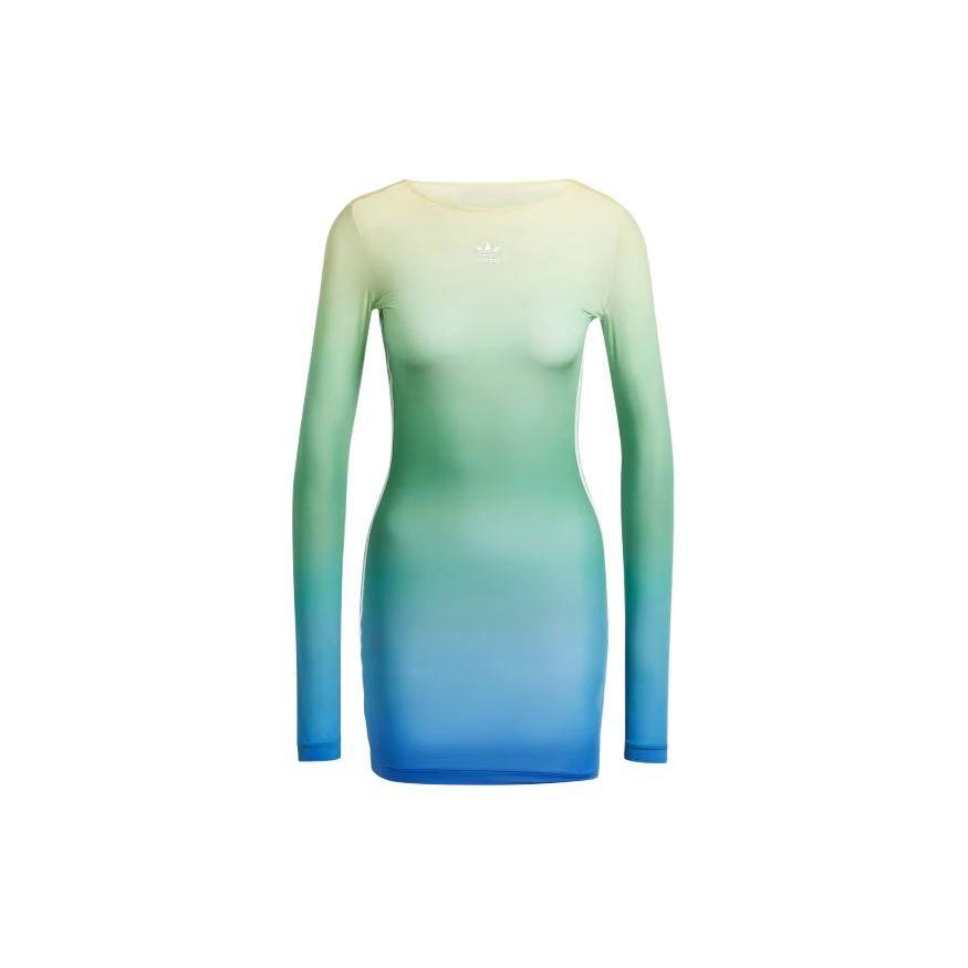 Adidas Originals Rundhals-Pullover Bequemes Lässiges Langarmkleid Damen Kleider Mehrfarbig Blau JF8267 XL