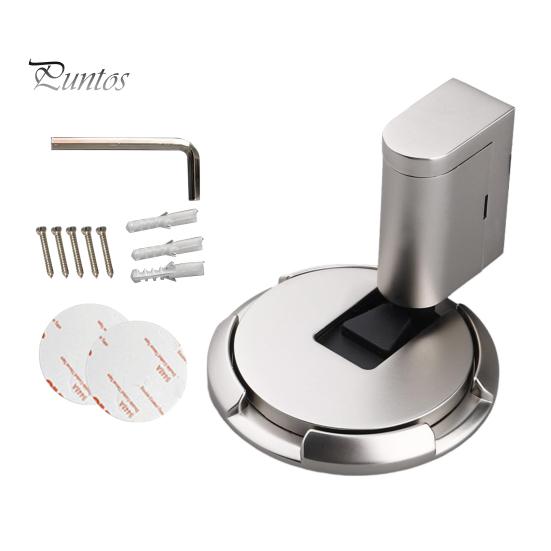 Magnetischer Türstopper, kein Bohren, geräuschloser Bodentürstopper mit Schrauben, selbstklebend, verstellbarer mechanischer magnetischer Türstopper für die Sicherheit zu Hause silber