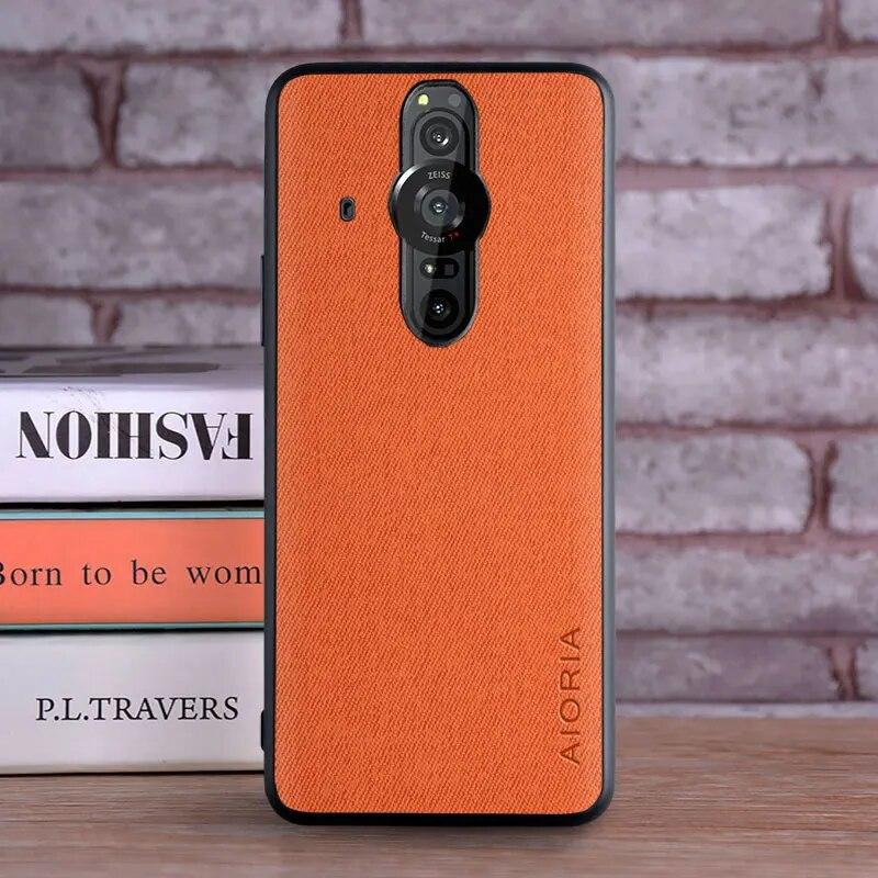 Hülle für Sony Xperia Pro I Pro-I 1 coque Luxus textil Leder haut weiche telefon abdeckung für sony xperia pro i case funda capa sony xperia pro i orange