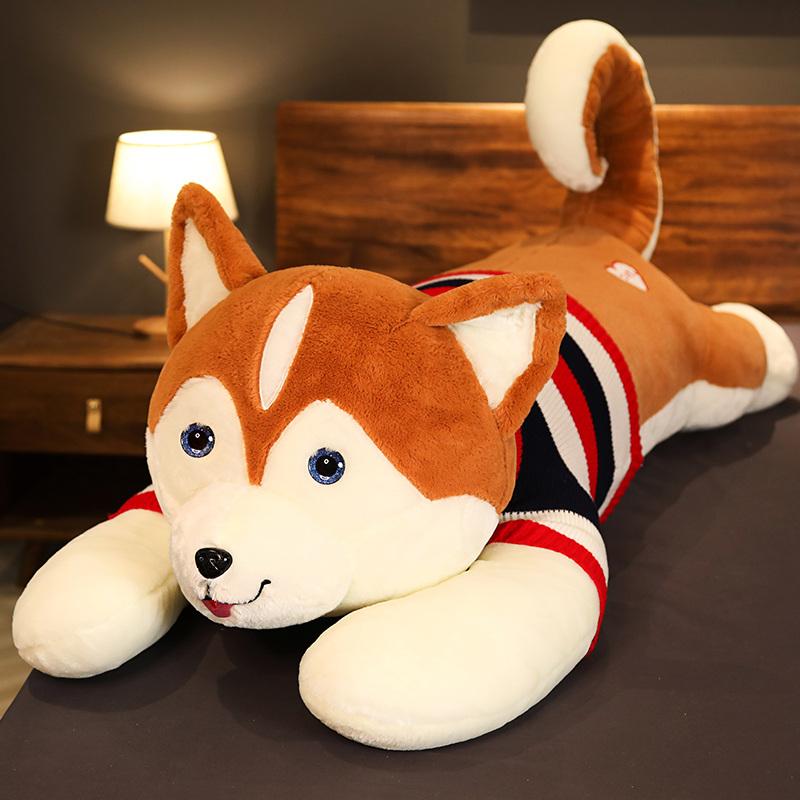 100-150cm Große Größe Husky Shiba Inu Plüschtier Stofftier Hund Weiches Schlafkissen Schönes Geschenk für Kinder Mädchen Geschenk 130cm