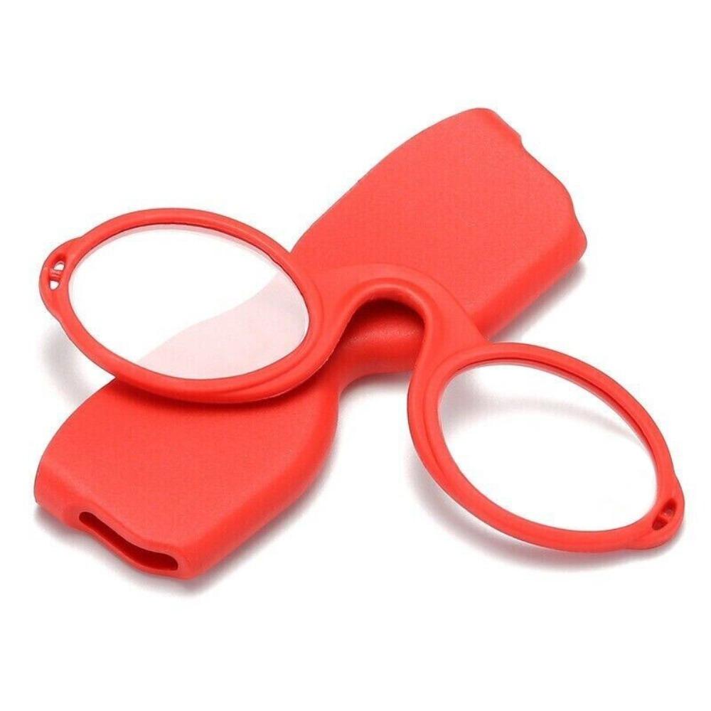 Modische Weiche Pince-Nez Silikon Mit Etui Armlose Lesebrille 2.5 rot