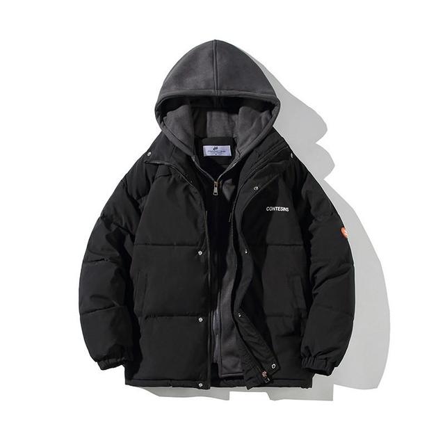 Frauen Winter Oversize Jacke Unten Baumwolle Gefütterte Mantel Weibliche Lose Beiläufige Mantel Weibliche Mode Mit Kapuze Kurze Parkas S schwarz